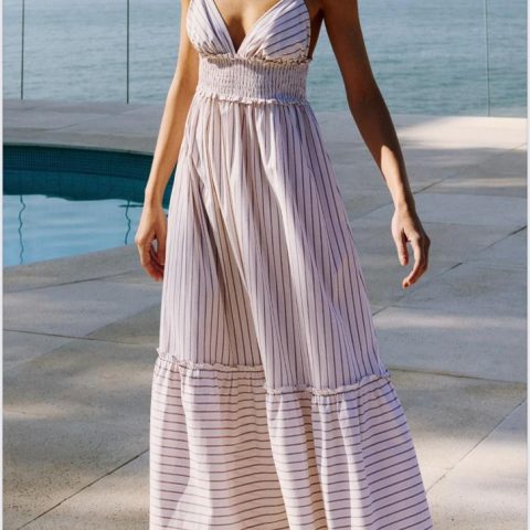 VESTIDO LONGO LISTRADO